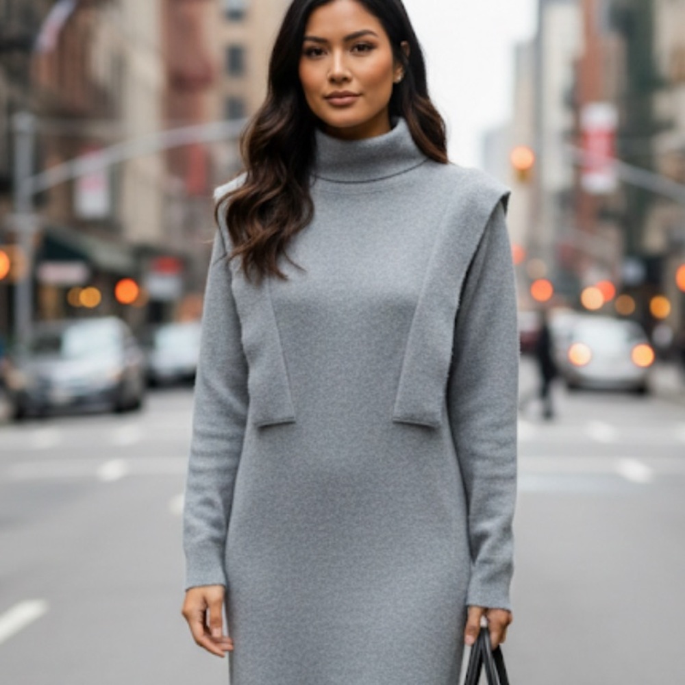 JLuxlabel gray winter sweater dress‎